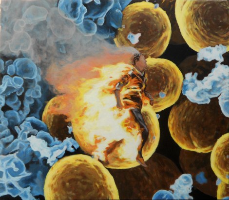 "Celular", 2012, acrílico sobre madera, 55x60 cm.