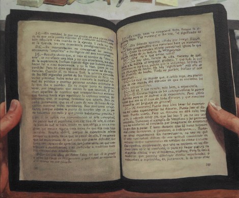 "Cage deviene libro", 2012, acrílico sobre tela, 50x60 cm.