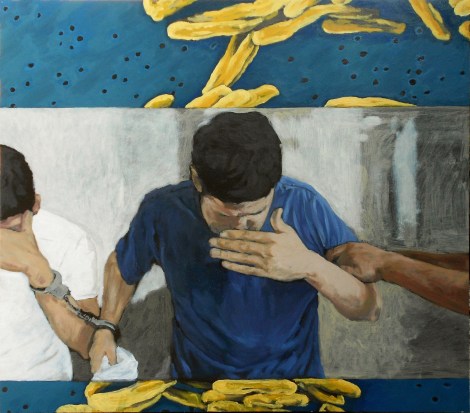 "Micosmosis", 2012, acrílico y óleo sobre madera, 55x60 cm.