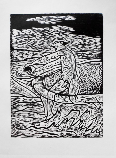 "Sileno", 2012, xilografía, 40x30 cm.